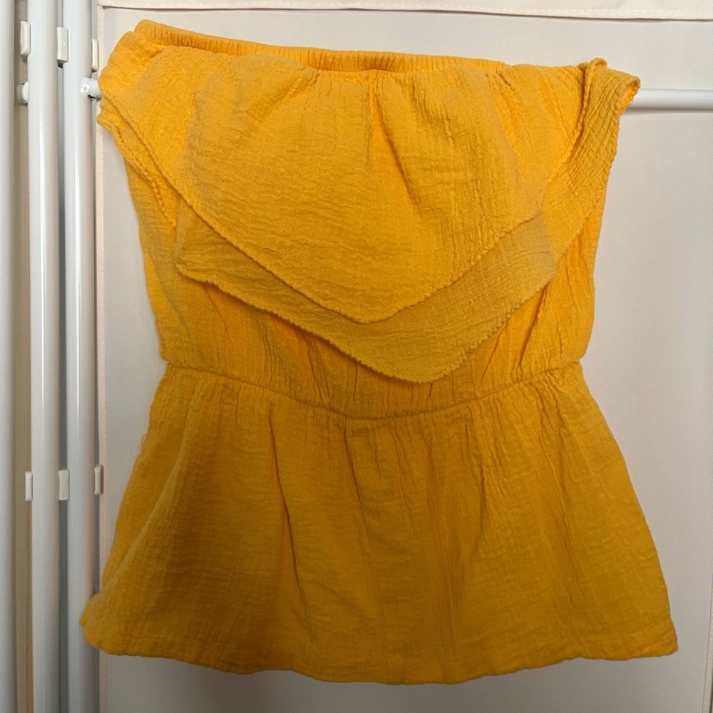 Avon Fashions Bright Yellow Strapless Textured Top
